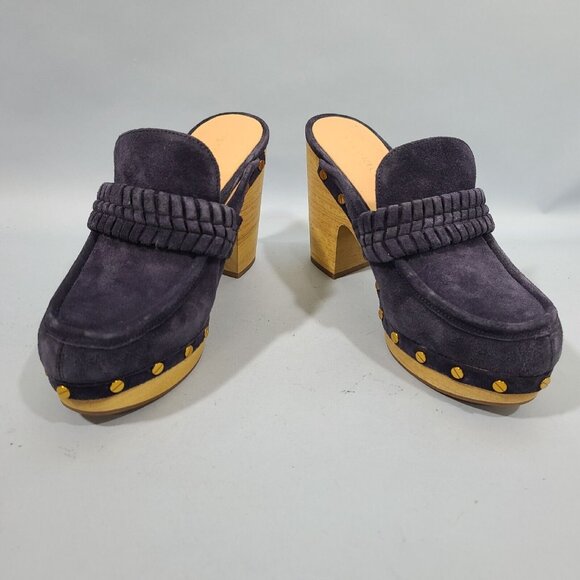 Veronica Beard Delia Blue Suede Clogs Women's Size 6M MSRP $400 - Picture 5 of 12